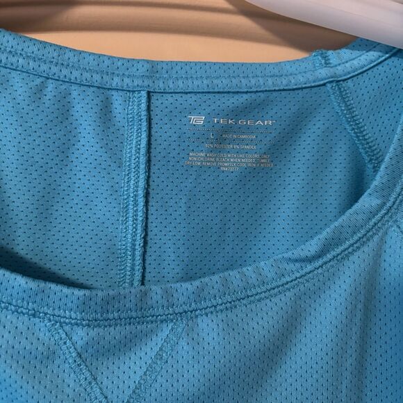 Tek Gear Crew Neck Womans Blue L/S Pockets Lightweight Shirt Size Large Preowned - Picture 3 of 4